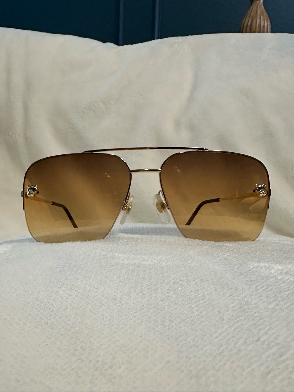 Cartier "Panthère de Cartier" Gold Navigator Sunglasses